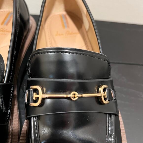 Sam Edelman Glossy Black Loafers with Gold Accent - Picture 8 of 13